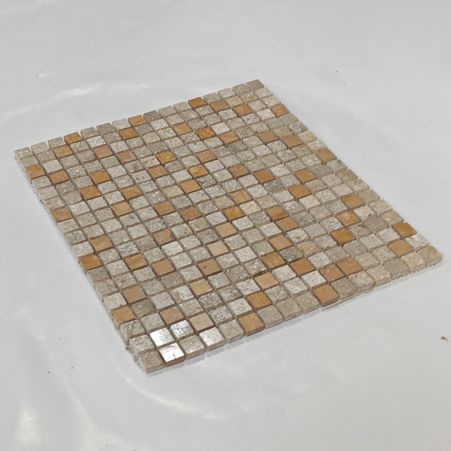 Gạch mosaic vuông đá trang trí tùy chỉnh màu vàng trắng ngọc trai, gạch lát sàn mosaic kem, mosaic đá trang trí tường