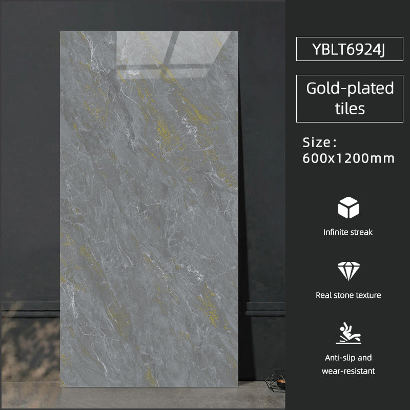 Khuyến Mãi Gạch Sứ Tráng Men Bóng Lớn 600x1200mm Thiết Kế Vân Đá Cẩm Thạch Xám Chống Trơn Trượt Kháng Khuẩn Lát Sàn Nội Thất Khách Sạn