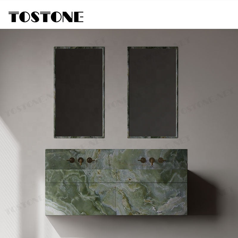 Tostone Tủ lavabo nguyên bộ đá mã não xanh phong cách cổ điển
