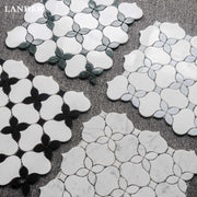 Gạch mosaic đá cẩm thạch hình đèn lồng không đều, gạch mosaic đá cẩm thạch tia nước đánh bóng, ốp tường bếp, gạch ốp tường phòng tắm