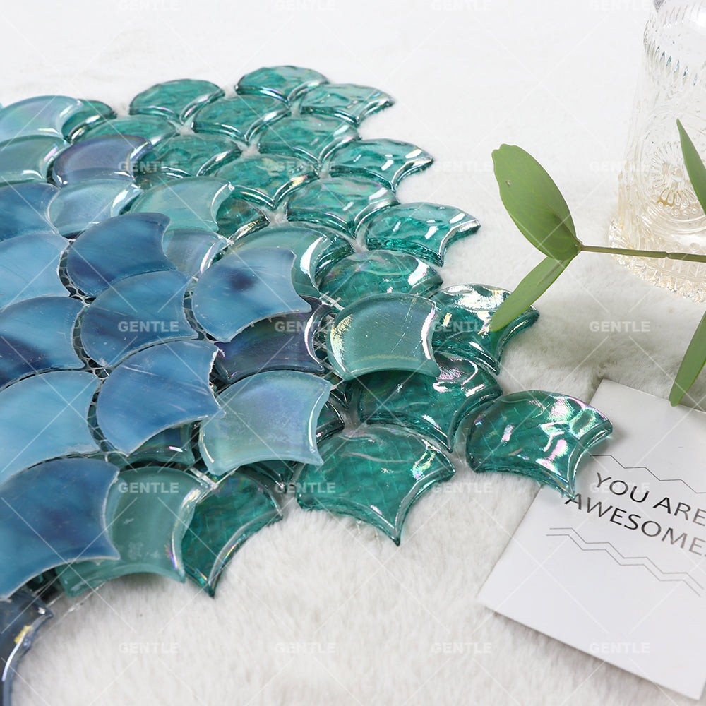 Gạch Ốp Tường Nội Thất Mosaic Xanh Óng Ánh Trang Trí Bếp Phòng Tắm Dự Án Khách Sạn