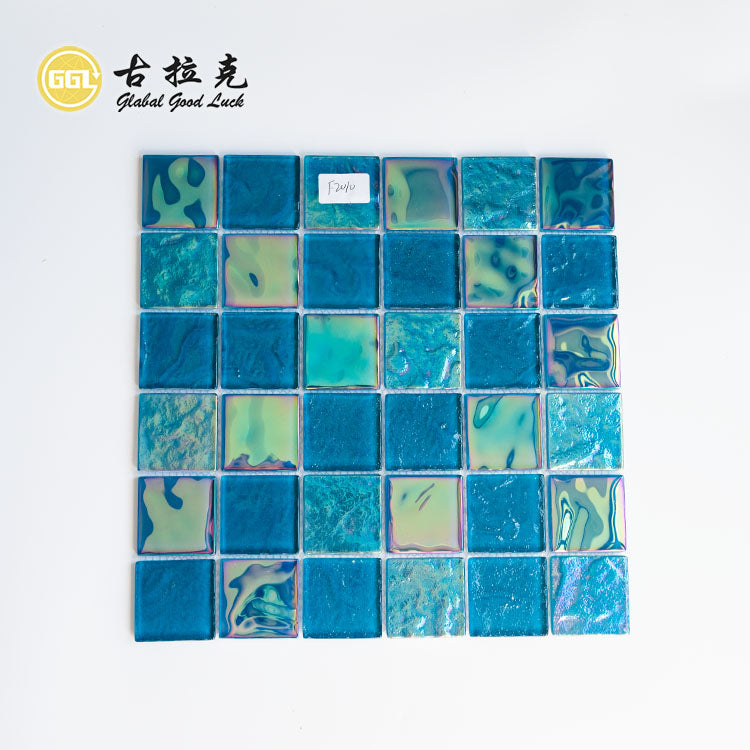 Gạch Mosaic Kính Màu Xanh Dương Óng Ánh Hình Vuông