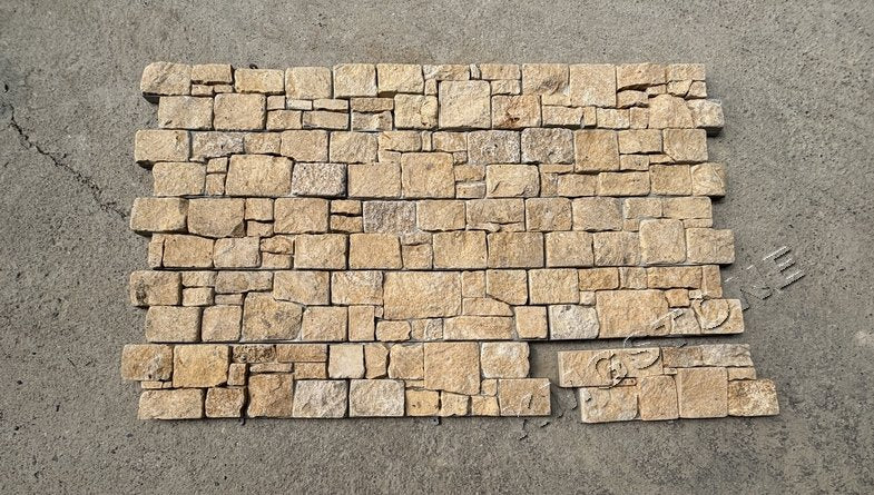 Tấm Ốp Tường Ngoại Thất Đá Phiến Vôi Vàng Tự Nhiên Thiết Kế Hiện Đại