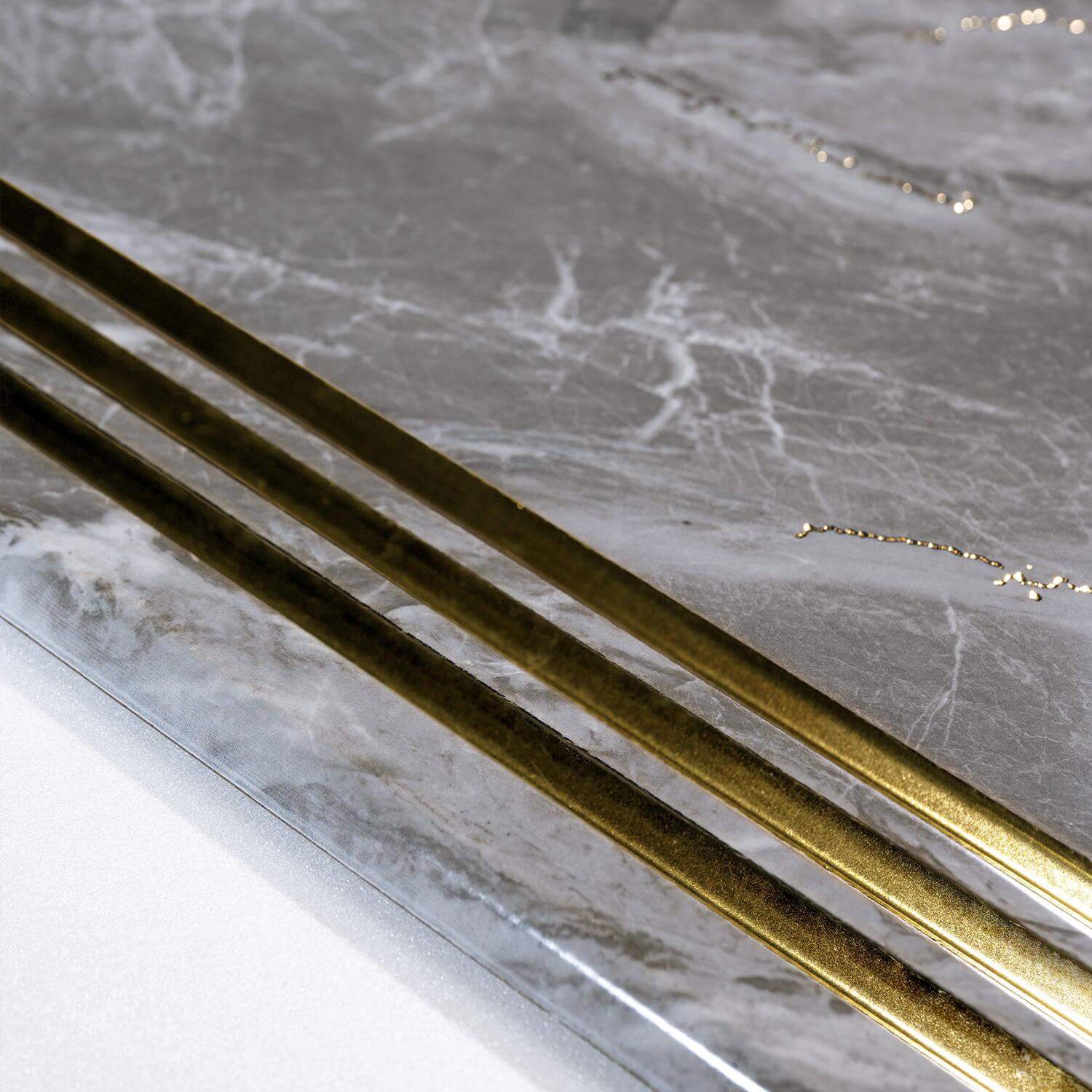 Gạch lát Sang trọng Chống trượt Dát vàng Vân đá cẩm thạch dành cho Cầu thang biệt thự hiện đại trong nhà, căn hộ và Thiết kế nội thất hiện đại