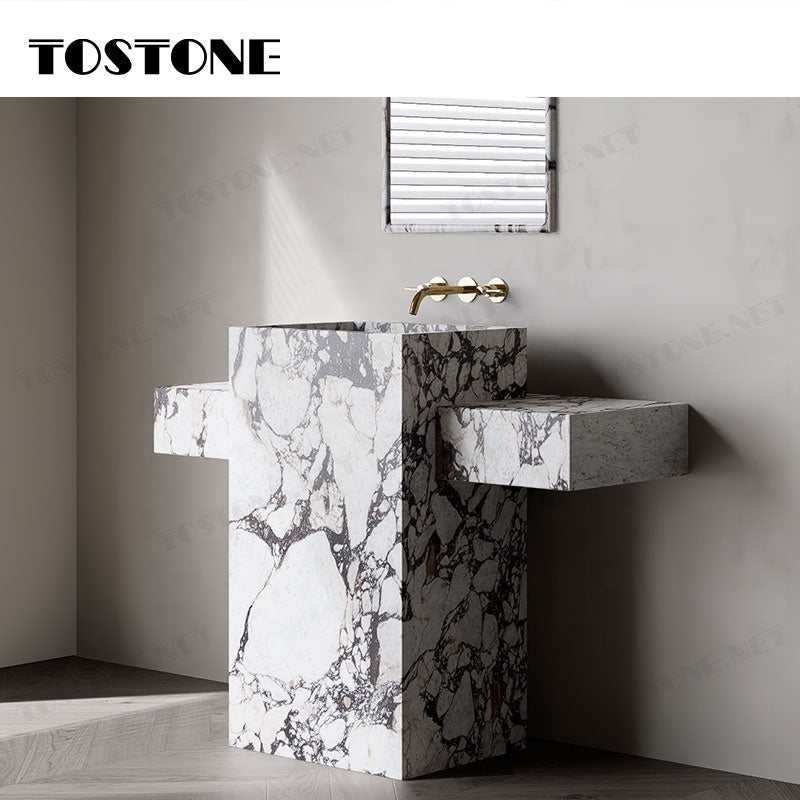 Tostone Đá Cẩm thạch Calacatta Viola Tự nhiên Bề mặt mài mờ Mặt bàn lavabo phòng tắm đứng độc lập dành cho chậu rửa mặt gia đình Tác phẩm nghệ thuật trang trí
