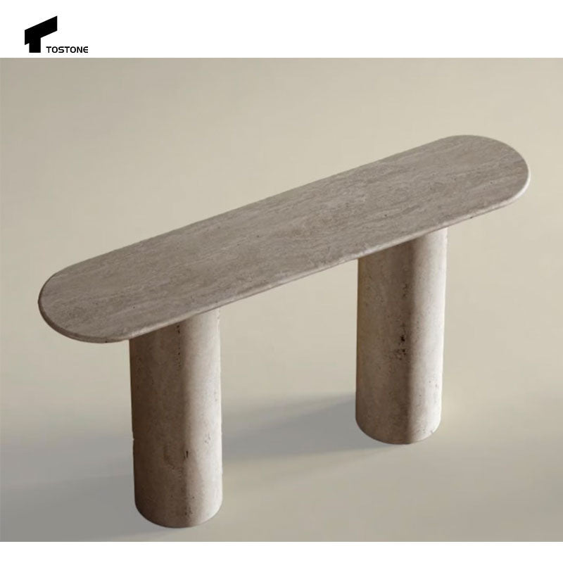 Nội thất Tostone Interiors Bàn console đá Travertine tự nhiên lối vào, trang trí phòng khách, nhà ở, biệt thự