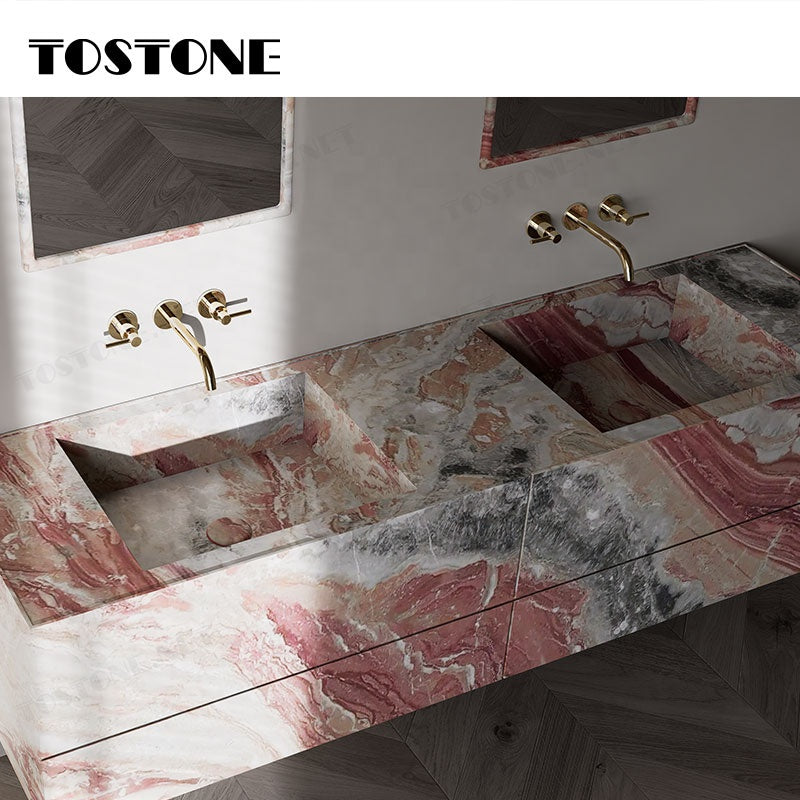 Tostone Bàn Lavabo Đá Cẩm Thạch Đỏ Monica Cổ Điển Bền