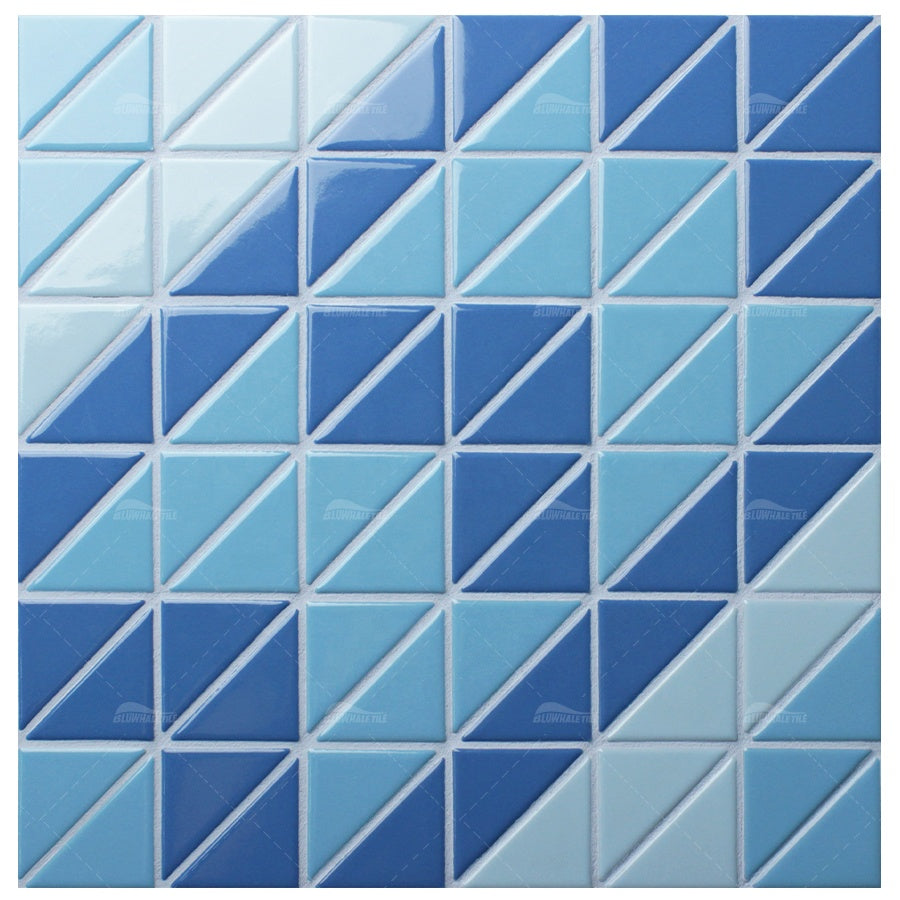 Gạch Mosaic Tam Giác Men Xanh Dương Tùy Chỉnh Sỉ Bluwhale