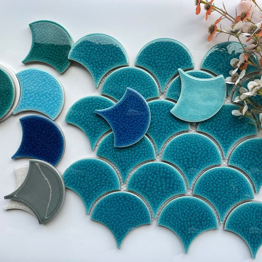 Gạch mosaic thủy tinh màu xanh lá cây đẹp mắt để trang trí nhà cửa