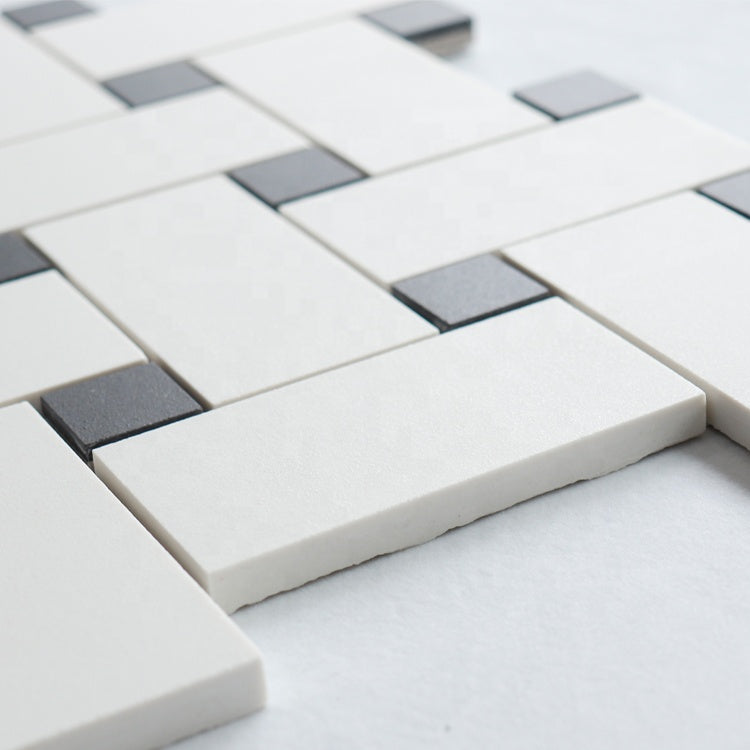 Gạch Mosaic Đá Cẩm Thạch Chống Trượt Đen Trắng Lát Sàn, Ốp Tường Bếp, Ốp Tường