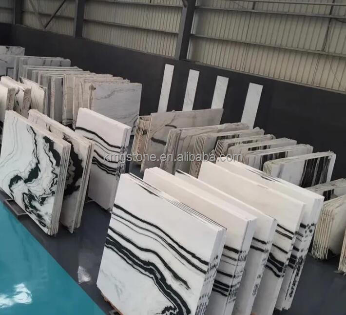 Gạch hoặc Tấm đá cẩm thạch Trắng Panda Hiện đại Thiết kế đá tự nhiên Bề mặt đánh bóng