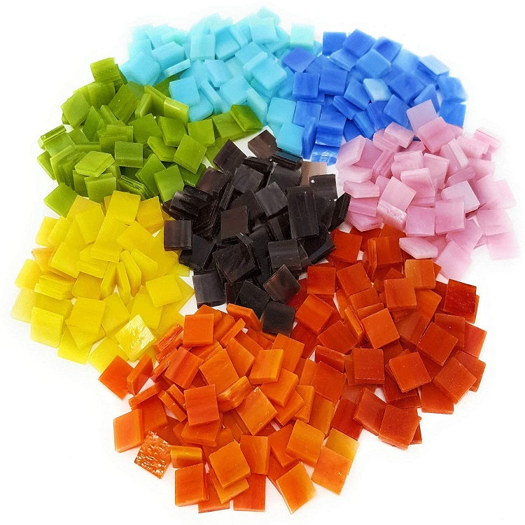 WANDIOR 10x10mm Gạch Mosaic Kính Màu Trang Trí Đa Sắc Hình Vuông Nhỏ cho Thủ Công DIY