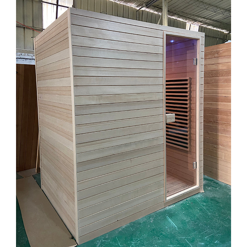 Phòng xông hơi hồng ngoại xa và hơi nước lành mạnh cao cấp, gỗ khối kiểu truyền thống, ngoài trời, dành cho 4-6 người.