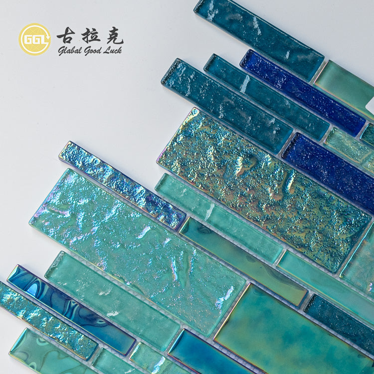Gạch mosaic thủy tinh dải pha lê cầu vồng trang trí tường và hồ bơi