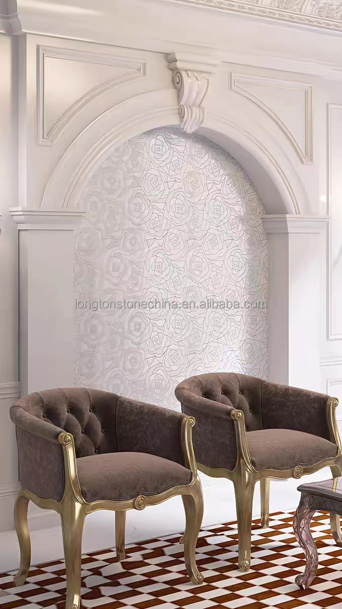 Gạch Mosaic Cẩm Thạch Trắng Tự Nhiên Pha Xà Cừ Cắt Tia Nước Hoa Hồng Mới Trang Trí Tường Sang Trọng
