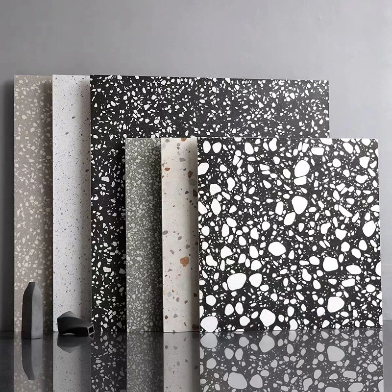 Gạch Terrazzo Sứ Bề Mặt Mờ Vân Xi Măng Trắng Xám Phong Cách Thô Mộc Cho Sàn Nhà Hàng, Cửa Hàng, Bếp 600x600