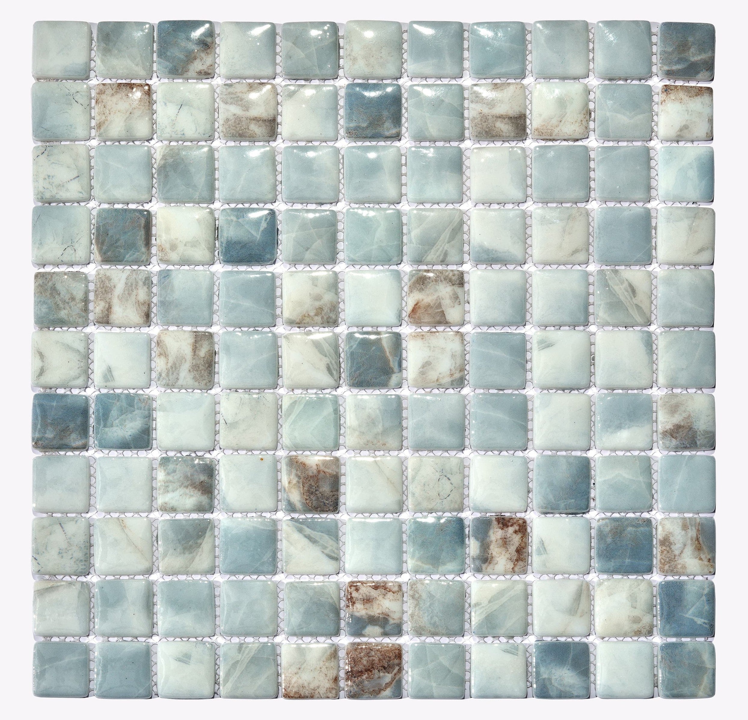 Gạch Mosaic Kính Phong Cách Hiện Đại Màu Xám In Phun Dùng Cho Hồ Bơi Hình Vuông 6mm Chống Thấm Nước Dùng Trong Nhà/Ngoài Trời