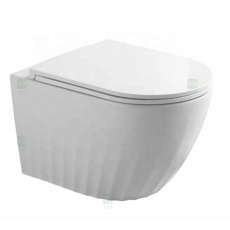 Bồn cầu treo tường không vành gốm sứ trắng đen mới