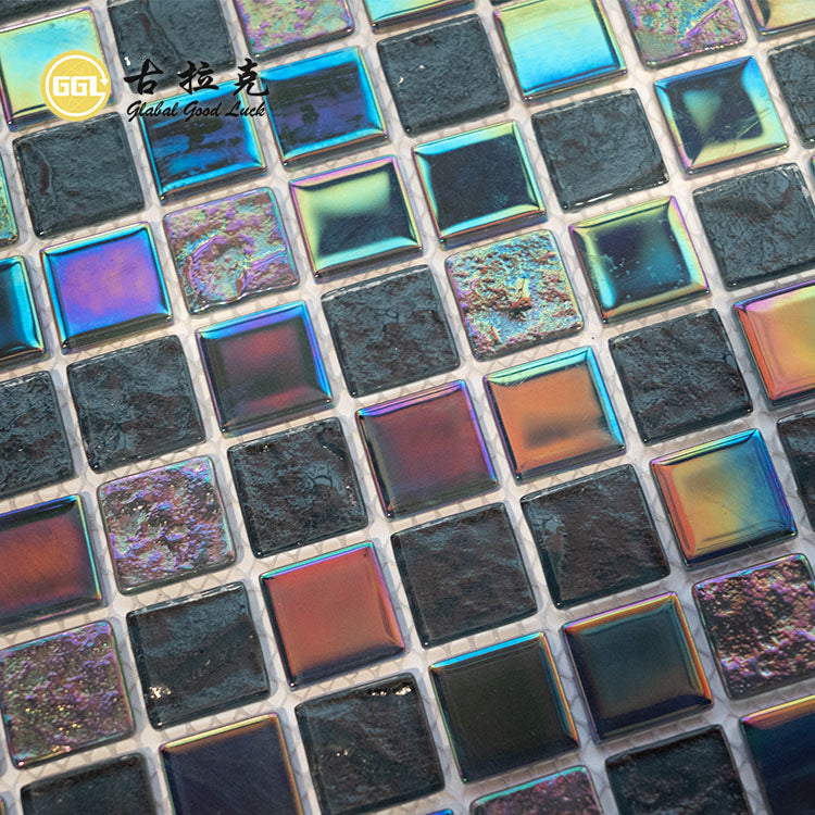 Gạch Mosaic Kính Gương Đen Óng Ánh Chống Trượt Dành cho Tường và Sàn Hồ Bơi, Phòng Tắm, Khách Sạn
