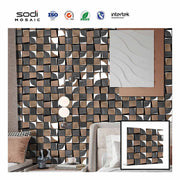 Gạch mosaic kim loại thép không gỉ 3D hình vuông họa tiết sáng cổ điển dùng trang trí tường phòng ngủ, nhà bếp, phòng tắm, khách sạn