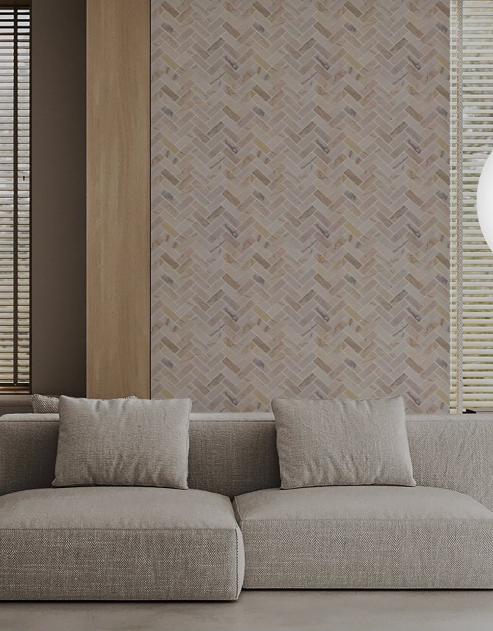 Mosaic đá vân gỗ xương cá mài bóng chip 25x70 mã 57PF001.2