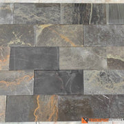 Đá ốp tường cẩm thạch đen vân vàng 10×20
