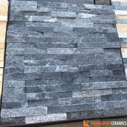 Đá ốp tường ghép đen ánh kim