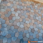 Đá ốp tường ngũ giác đa màu