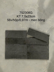 Gạch thẻ đen men bóng KT 75x230mm (1h/0.97m/56v/17.5kg) mã LAN752308G