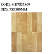 Gạch thẻ Trung Quốc, Vàng đất loang mờ phẳng, KT 75x300 mm, MD7535S09 (1 hộp/ 44 viên/ 1.125m2)