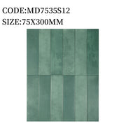 Gạch thẻ Trung Quốc, Xanh nhạt loang mờ phẳng, KT 75x300 mm, MD7535S12 (1 hộp/ 44 viên/ 1.125m2)
