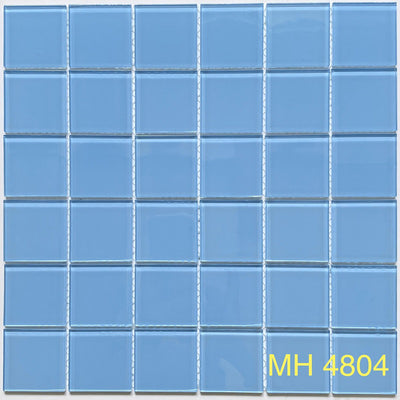 Gạch mosaic thủy tinh nhập khẩu, Thủy tinh xanh dương, KT viên 48x48mm, KT vỉ 300mm x 300mm, MH 4804 (1 thùng 22 vĩ = 2m2)
