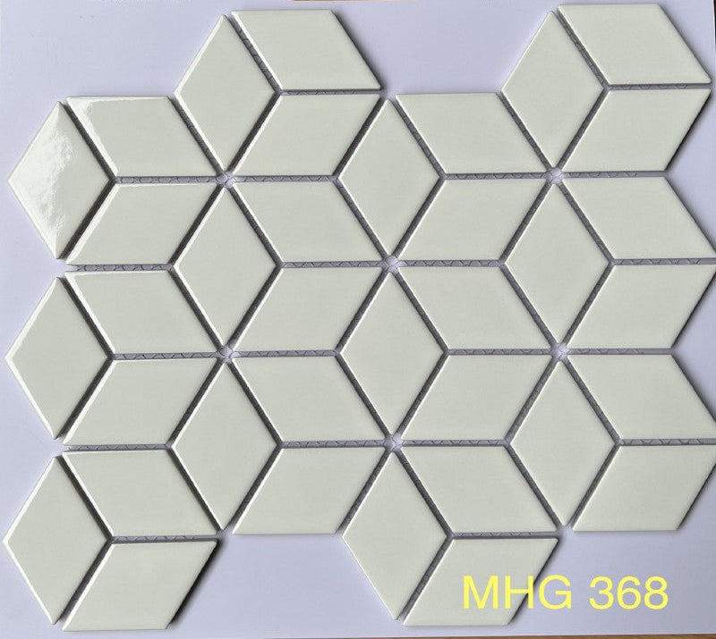 Gạch Mosaic Kim Cương Lập Phương Trắng Bóng
