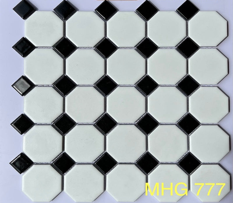 Gạch Mosaic Bát Giác Trắng Ô Nhỏ