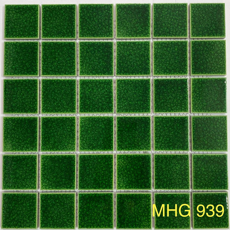 Gạch Mosaic Gốm Men Rạn 2 Lớp Xanh Lá