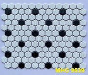 Gạch mosaic lục giác nhỏ màu trắng chấm đen