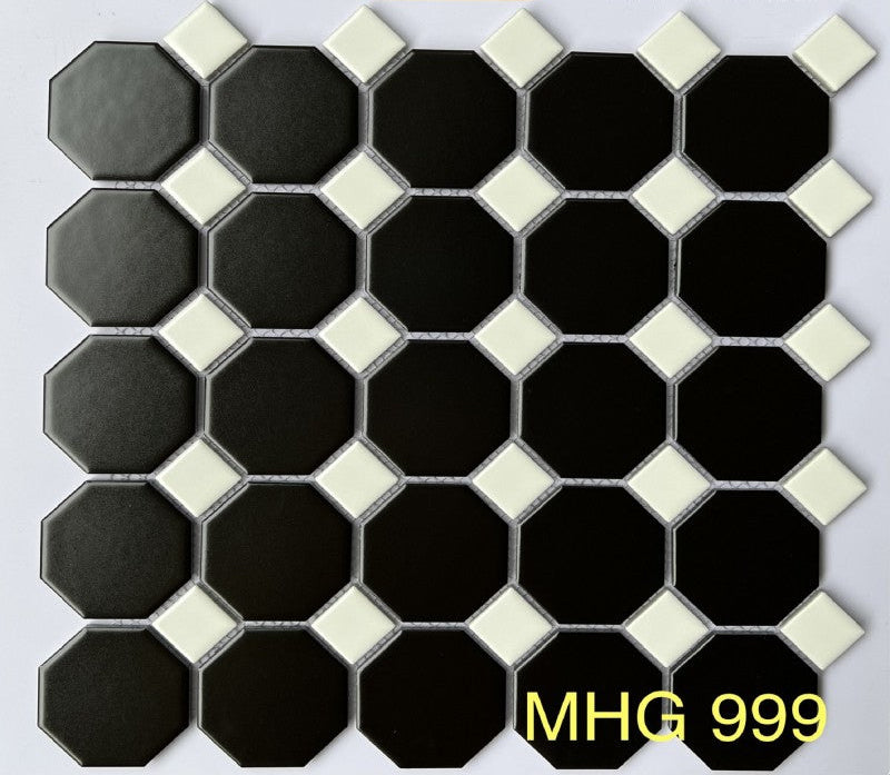 Gạch Mosaic Bát Giác Đen