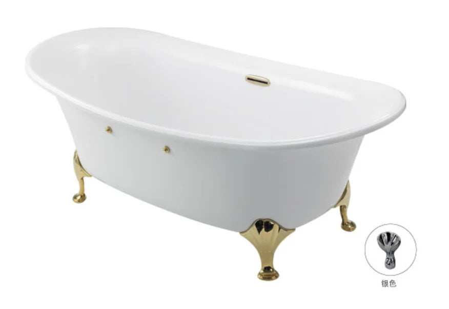 Bồn tắm ngọc trai không có tay vịn, chân vàng PPY1806PWGEP