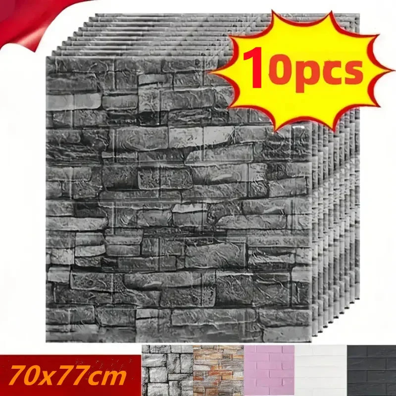 10 Miếng Dán Tường 3D Tự Dính Trang Trí Nhà Phòng Khách
