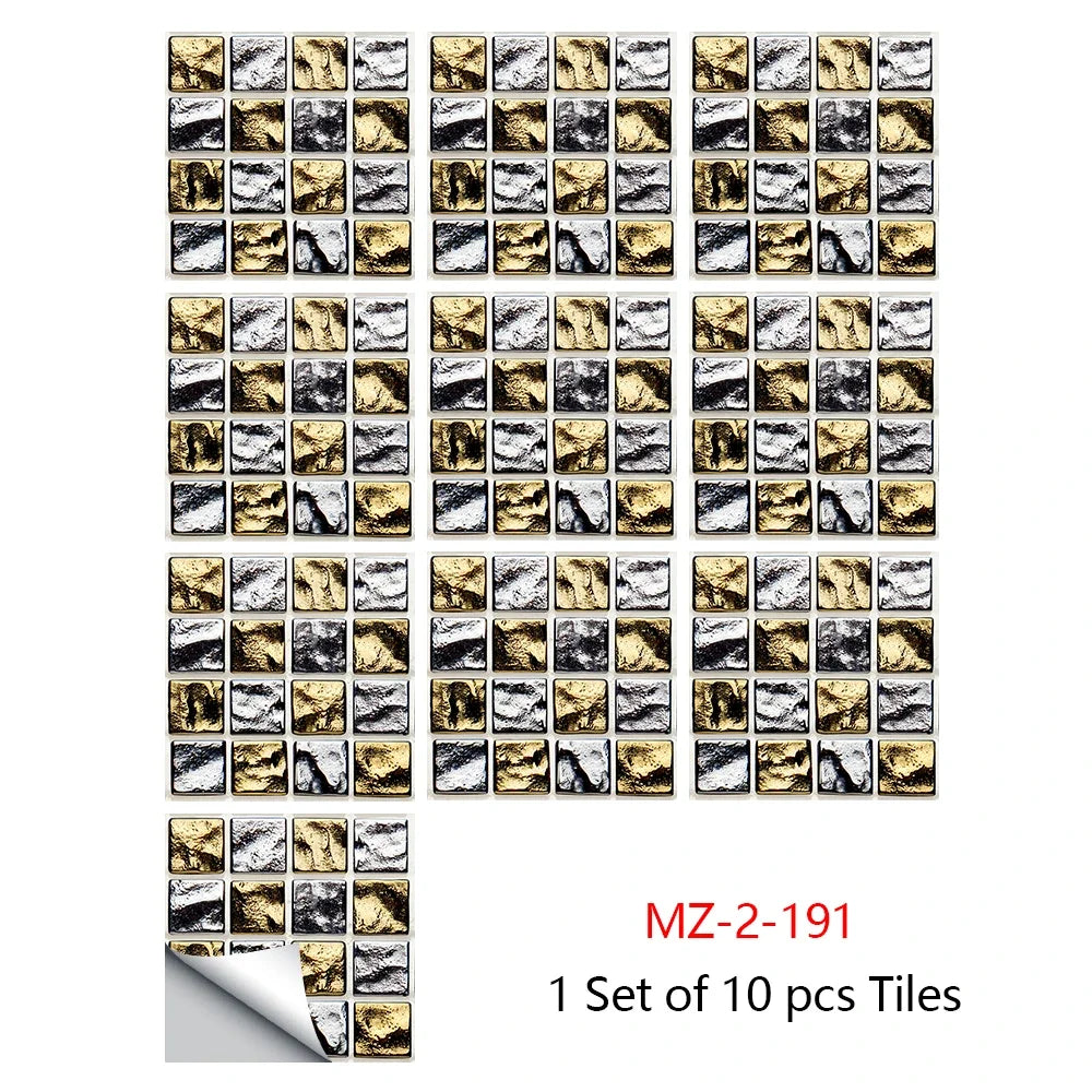 10 Miếng Dán Gạch Mosaic Tím Dán Dính 2D Cho Bếp Phòng Tắm