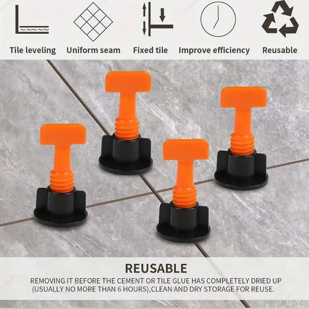 11-204Pcs Floor Ceramic Tile Leveling System Clips Spacers Porcelain Leveler Kit Construction Tools For Tile Laying Wall Fixing