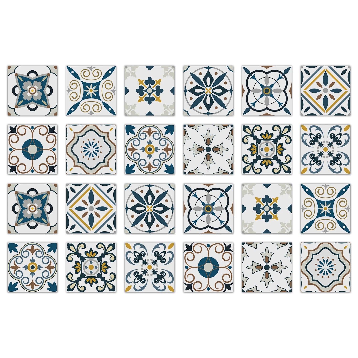 24pcs Art Tile Self-adhesive 3D Wall Sticker Kitchen Wallpaper  For Living Room Bathroom Decoration Murals Waterproof Decals