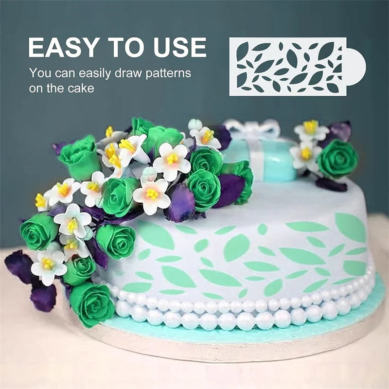 Fondant Cake Mesh Stamps Stencils Embossing for Decorating Tool Plastic Spray Mold Cake Lace Border Painting Wedding Party Decor