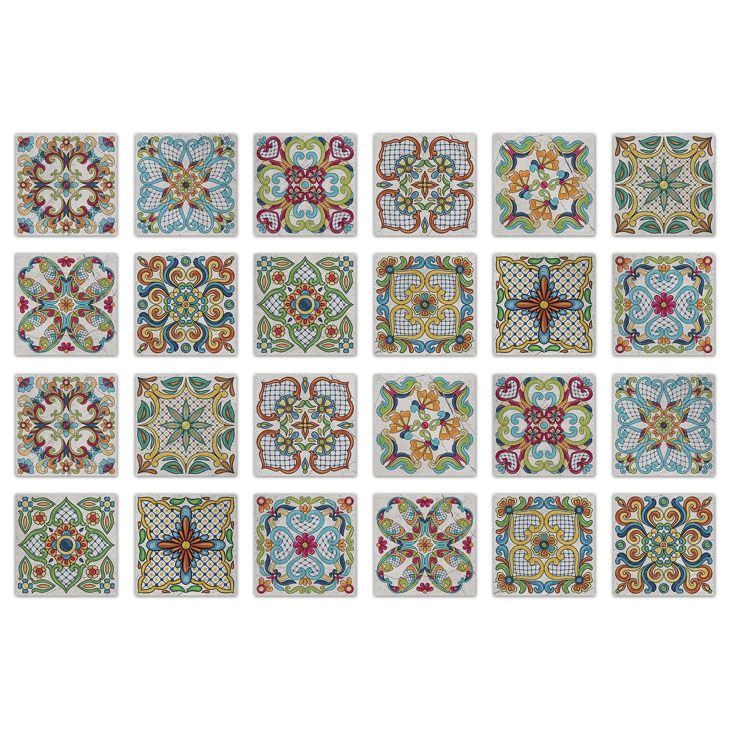 24pcs Art Tile Self-adhesive 3D Wall Sticker Kitchen Wallpaper  For Living Room Bathroom Decoration Murals Waterproof Decals