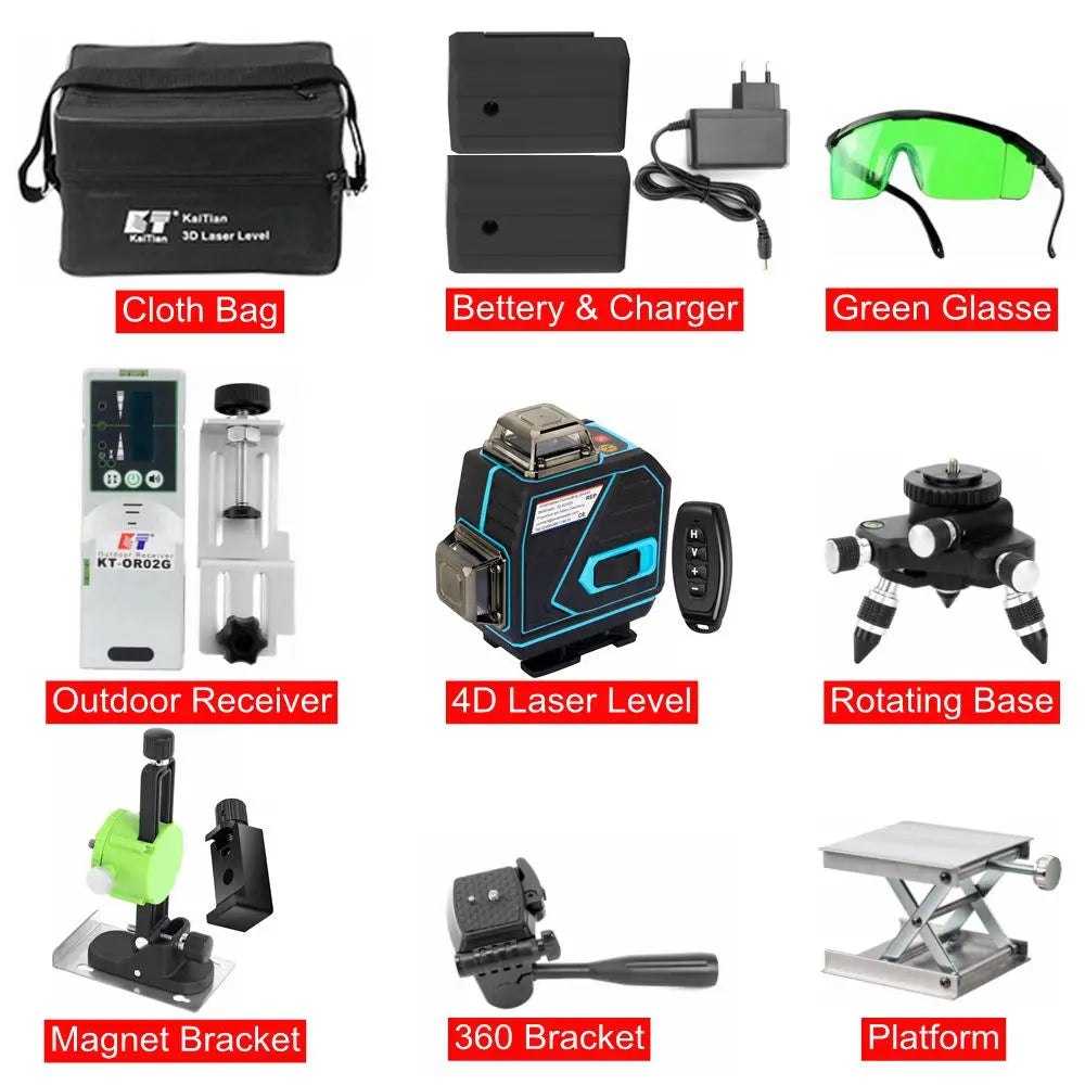 Kaitian 360 Máy Cân Laser Có Bộ Nhận 4D 16 Đường Xanh Lục