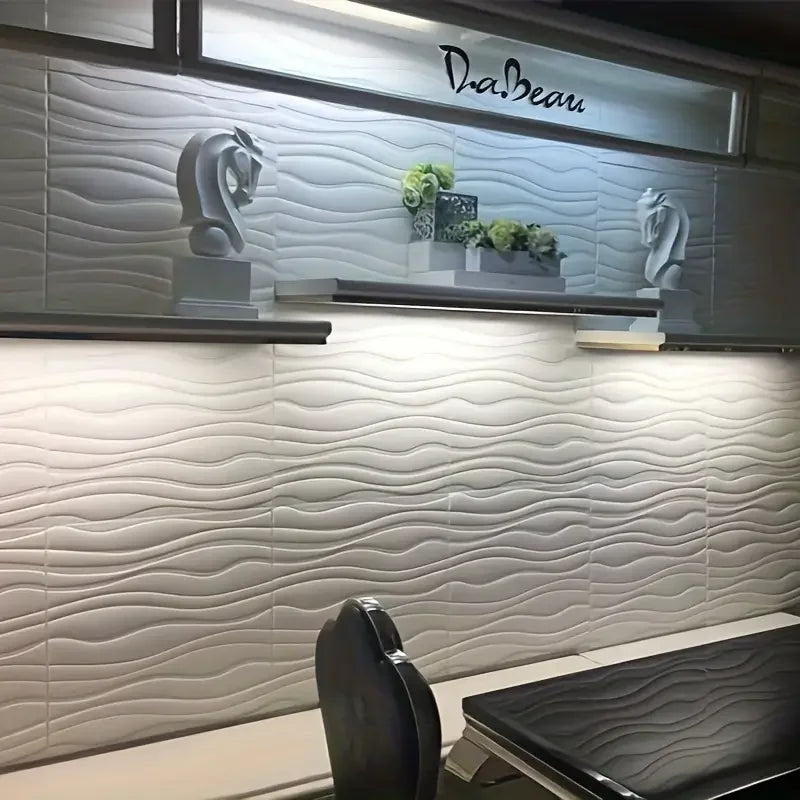 35x35cm 3D Wave Texture Self-adhesive Wallpaper for Bedroom Waterproof Anti Mold and Moisture-proof Home Decoration Wall Sticker