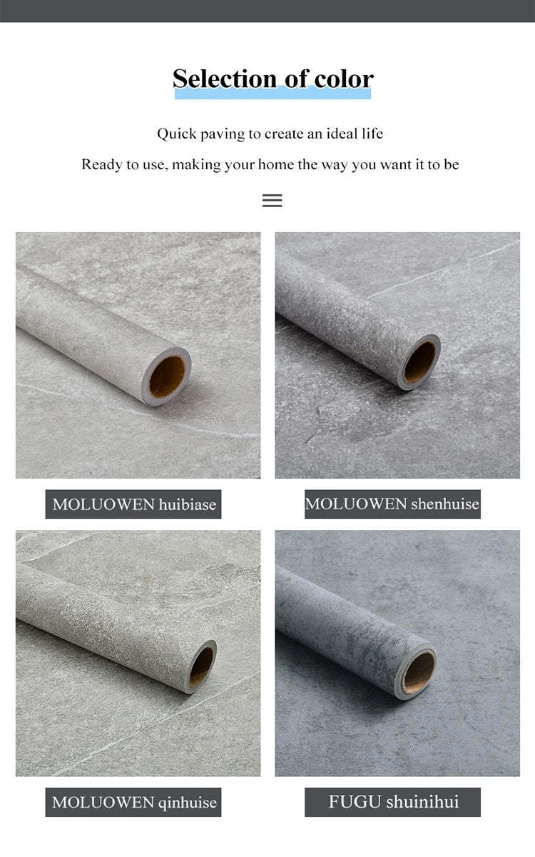 Retro PVC Self-adhesive Waterproof Floor Stickers Rolls Home Renovation Wallpapers For Bathroom Living Room Kitchen Wall Decor