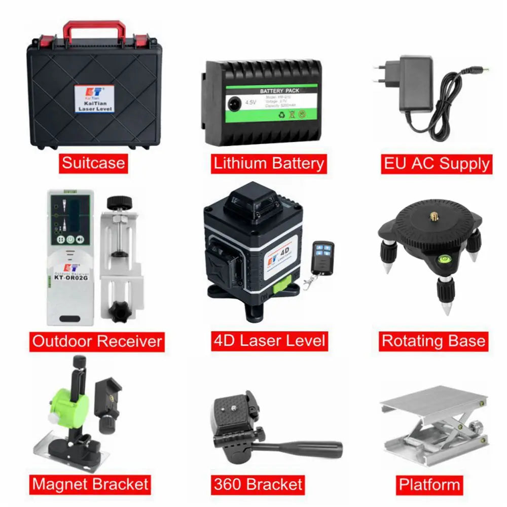 KaiTian Laser Nivel 360 Tự Cân Chân Tripod 16 Đường