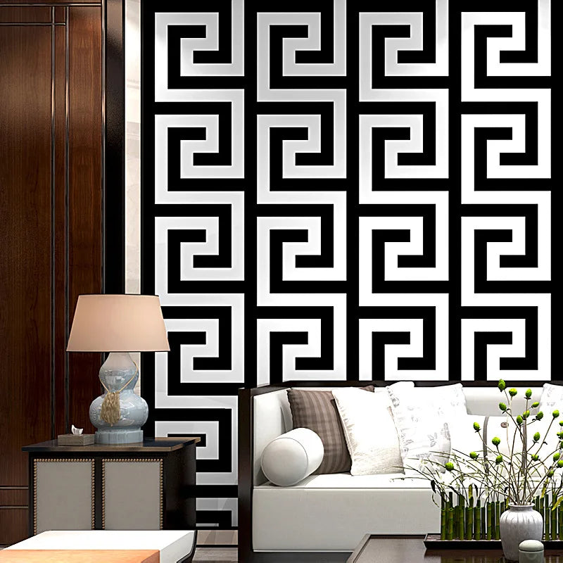 Greek Key Lattice Modern Geometric Wallpaper Hotel Study Background Wall PVC Bathroom Waterproof Wallpaper Pegatinas De Pared