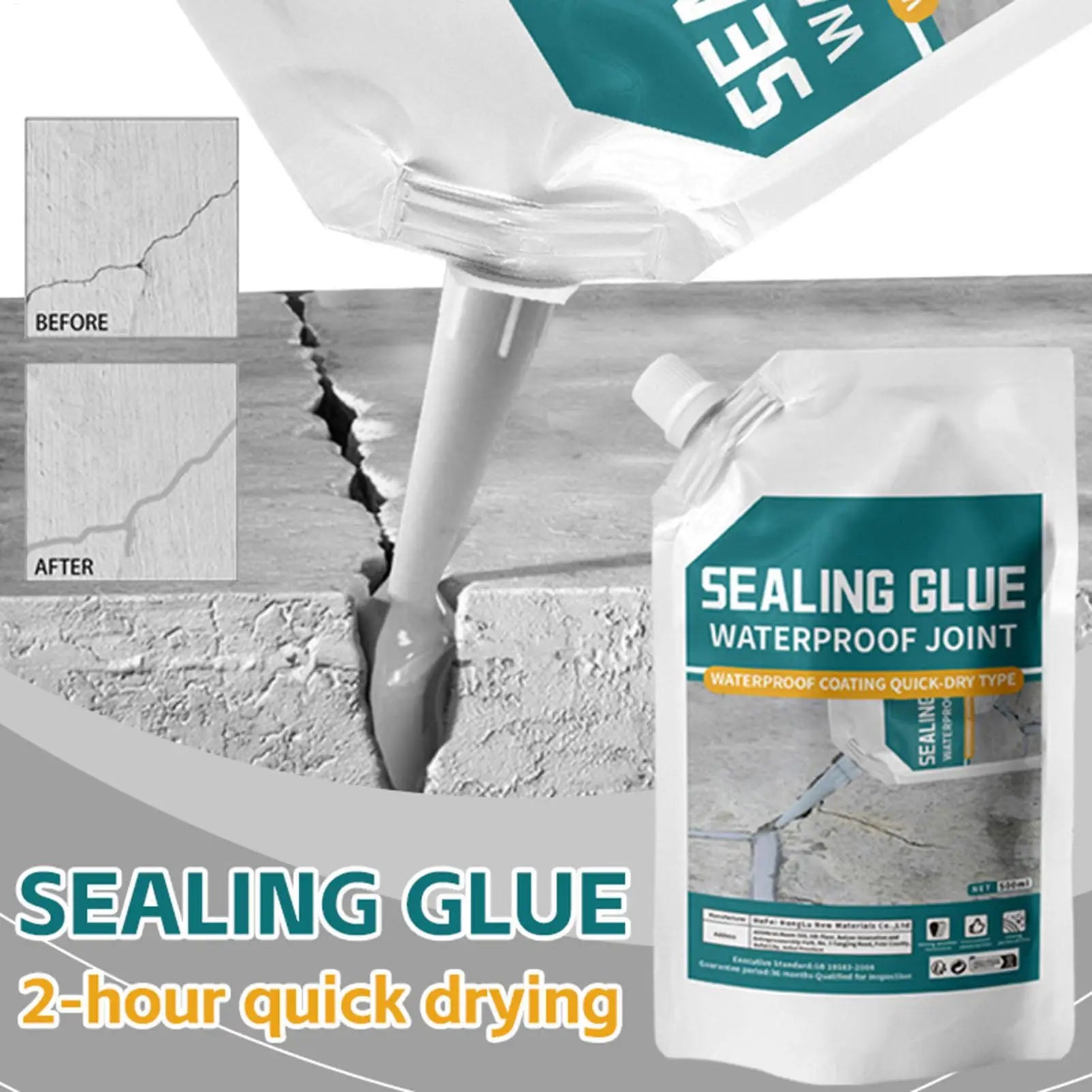 500ML  Waterproof Crack Filler | Fast-Dry Self-Leveling Concrete Repair | For Walls/Roofs/Floors | Outdoor Tile Sealant